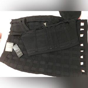 Bebe bandage two piece outfit crop top and midi skirt